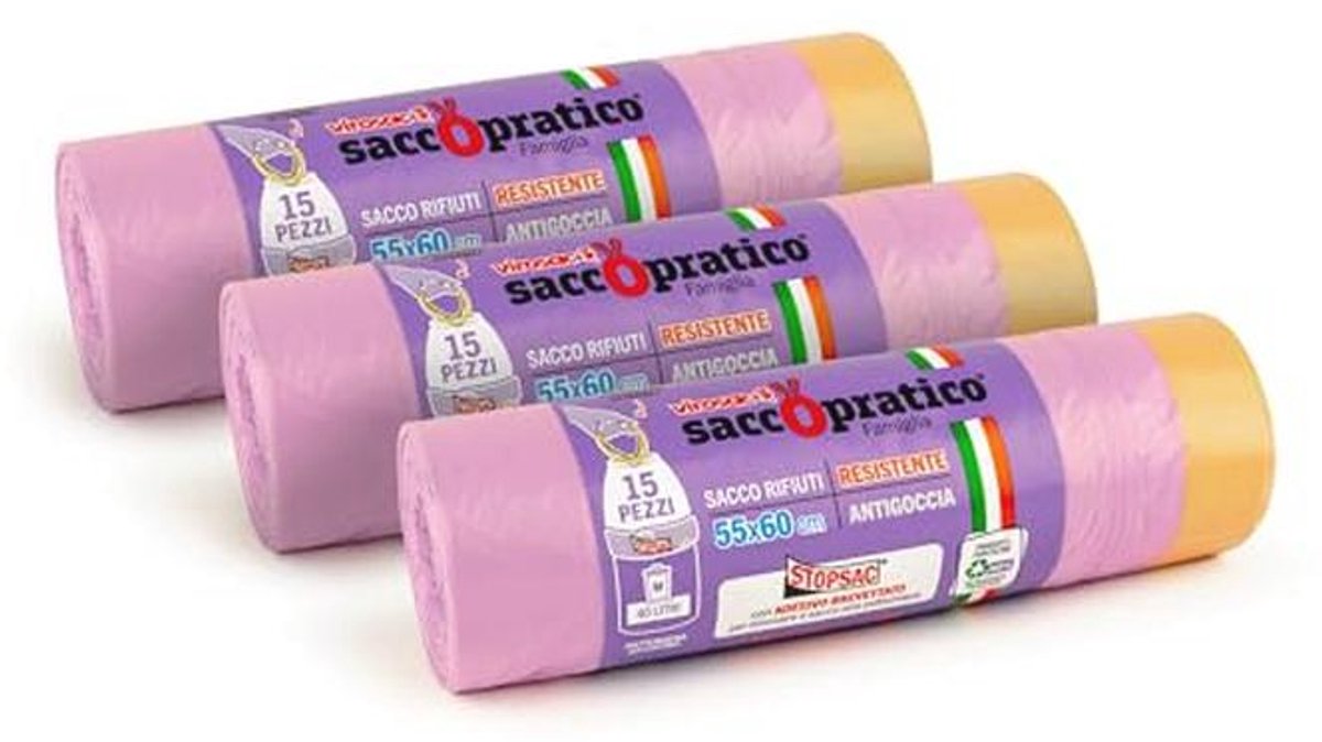 Afvalscheidingszakken voor Keuken - Set van 45 - 55 x 60 cm - Paars