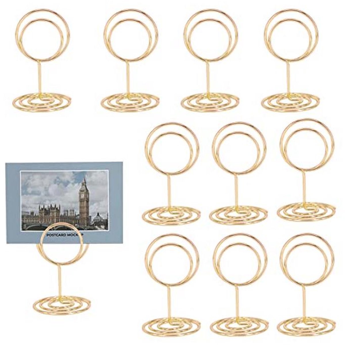 Mini Tafelnummerhouders - 10 Stuks Gouden Kaartenhouders voor Tafeldecoratie