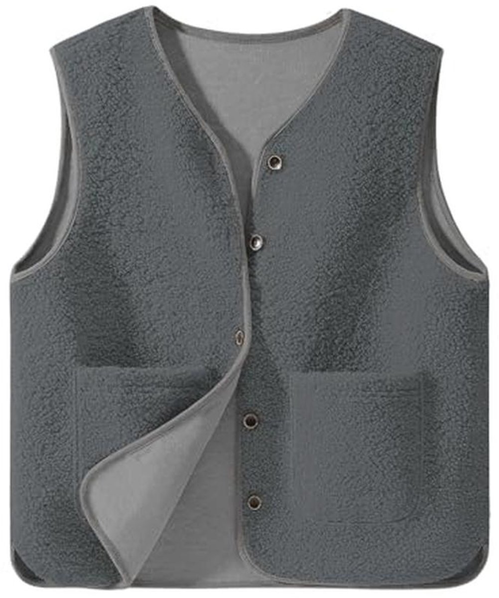 Dames Teddy Gilet - Mouwloos Fleece Vest met Knopen en Zakken - Lichtgewicht en Gezellig voor Herfst en Winter