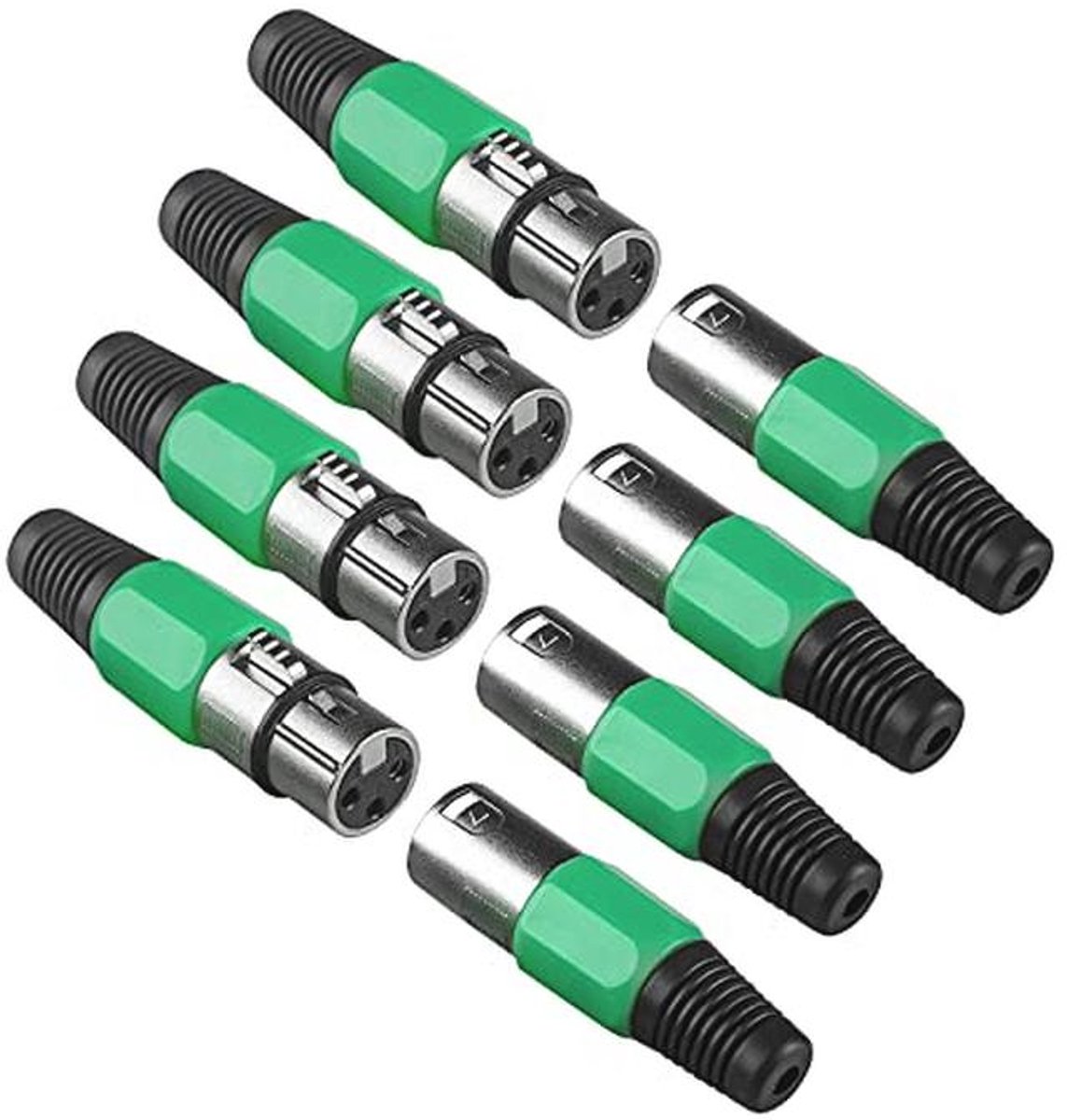 Set van 4 XLR Connectoren 3-pins voor DMX-kabel en Microfoonkabels