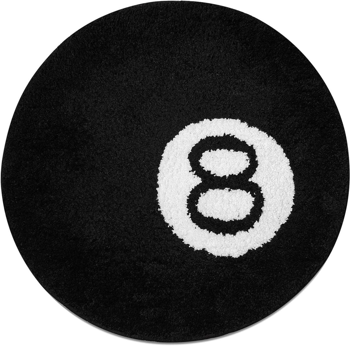Provento - Rond Zwart Tapijt met 8-Ballen Patroon, Zacht Stoelkussen, Antislip - Decoratief Tapijt voor Kinderkamer en Woonkamer, Feestdecoratie