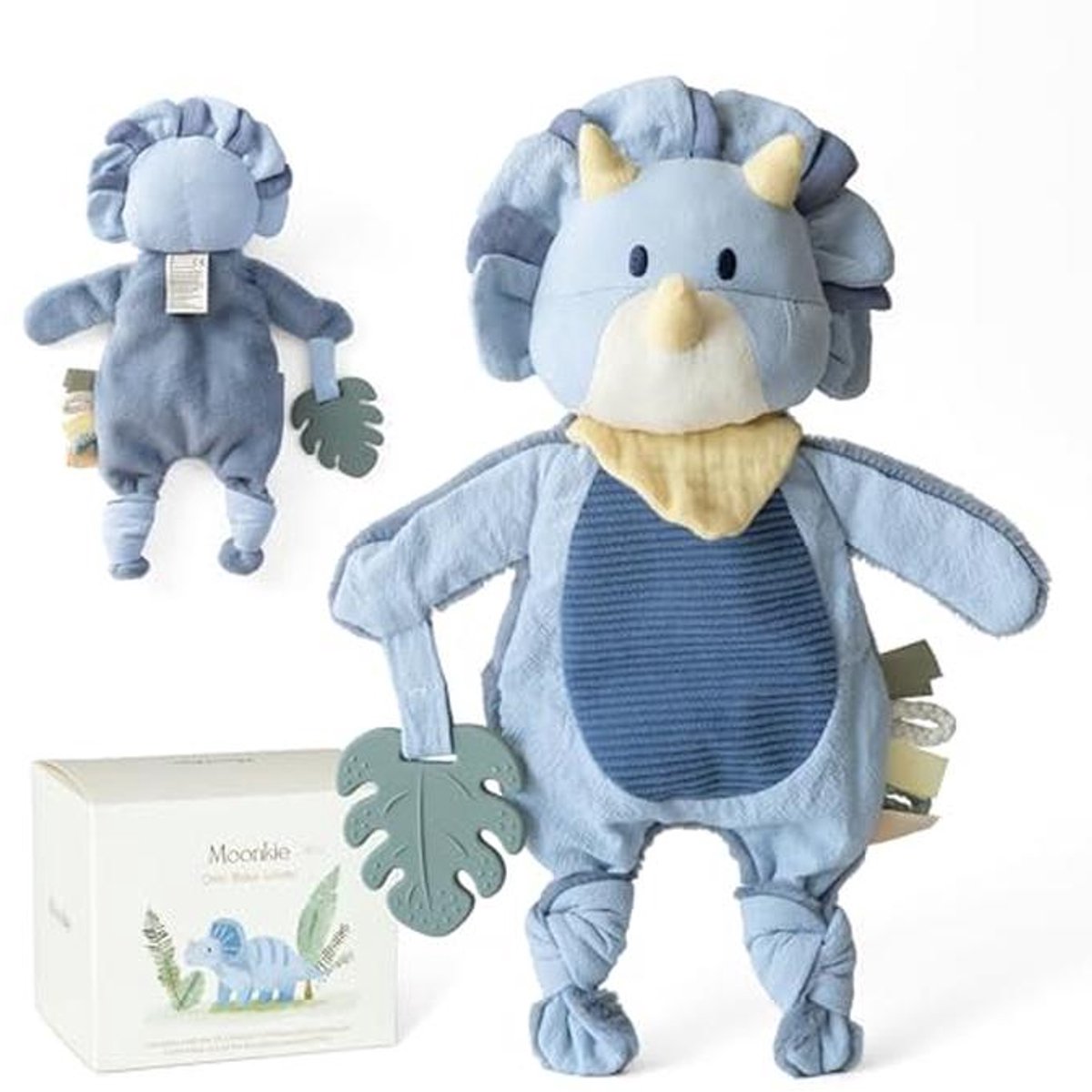 Knuffeldoekje Baby - Dieren Knuffel - Zintuiglijke Ontwikkeling - Met Bijtring - 12.5 cm - Dinosaurus