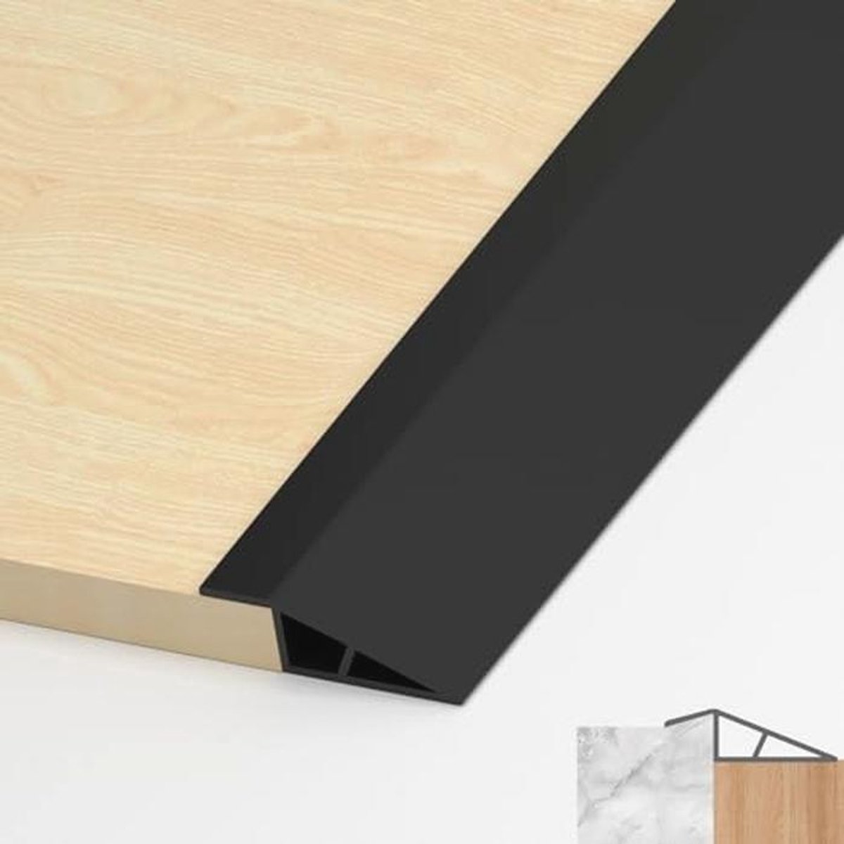 Zelfklevend PVC Overgangsprofiel voor Hoogtecompensatie - Waterdicht, 7CMx2M voor Deurdrempels van Parket en Laminaat