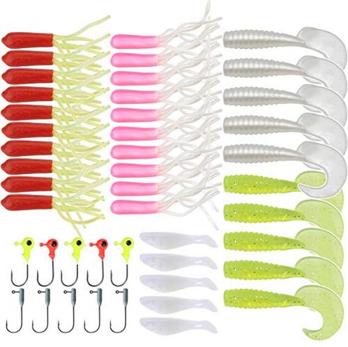 Kunstaas Set voor Vissen met Softbaits en Jigheads - 45-delige Set