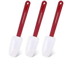Lanties Set van 3 siliconen spatels op hoge temperatuur, hittebestendig rubber, commerciële, zwaar belastbare siliconen schraperspatel met handvat voor keuken, bakken, koken (25 x 5 cm, lepelspatel)