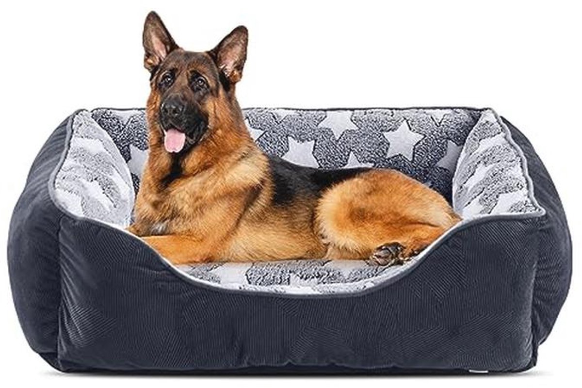 Ruime Hondenmand voor Grote Honden - Wasbaar en Antislip met Sterrenpatroon - Pluizig Hondenbed