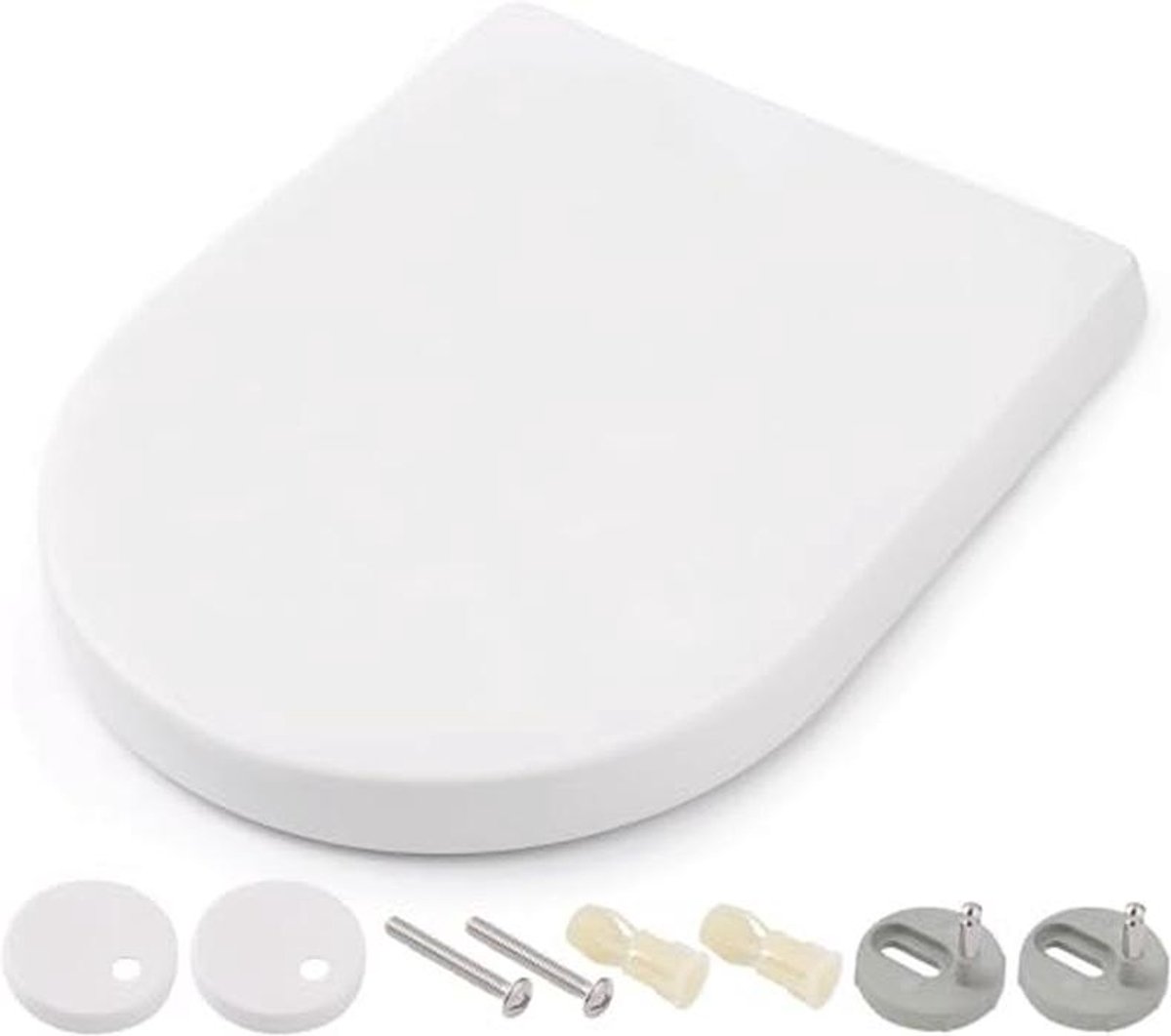 Universele WC-bril met Gevoerde Sluiting en Snelsluiting - Antibacterieel en D-vormig (450 x 361 x 53 mm)