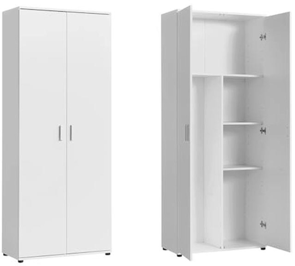 Huishoudelijke kast 75 cm breed met stofzuigervak en planken voor reinigingsmiddelen