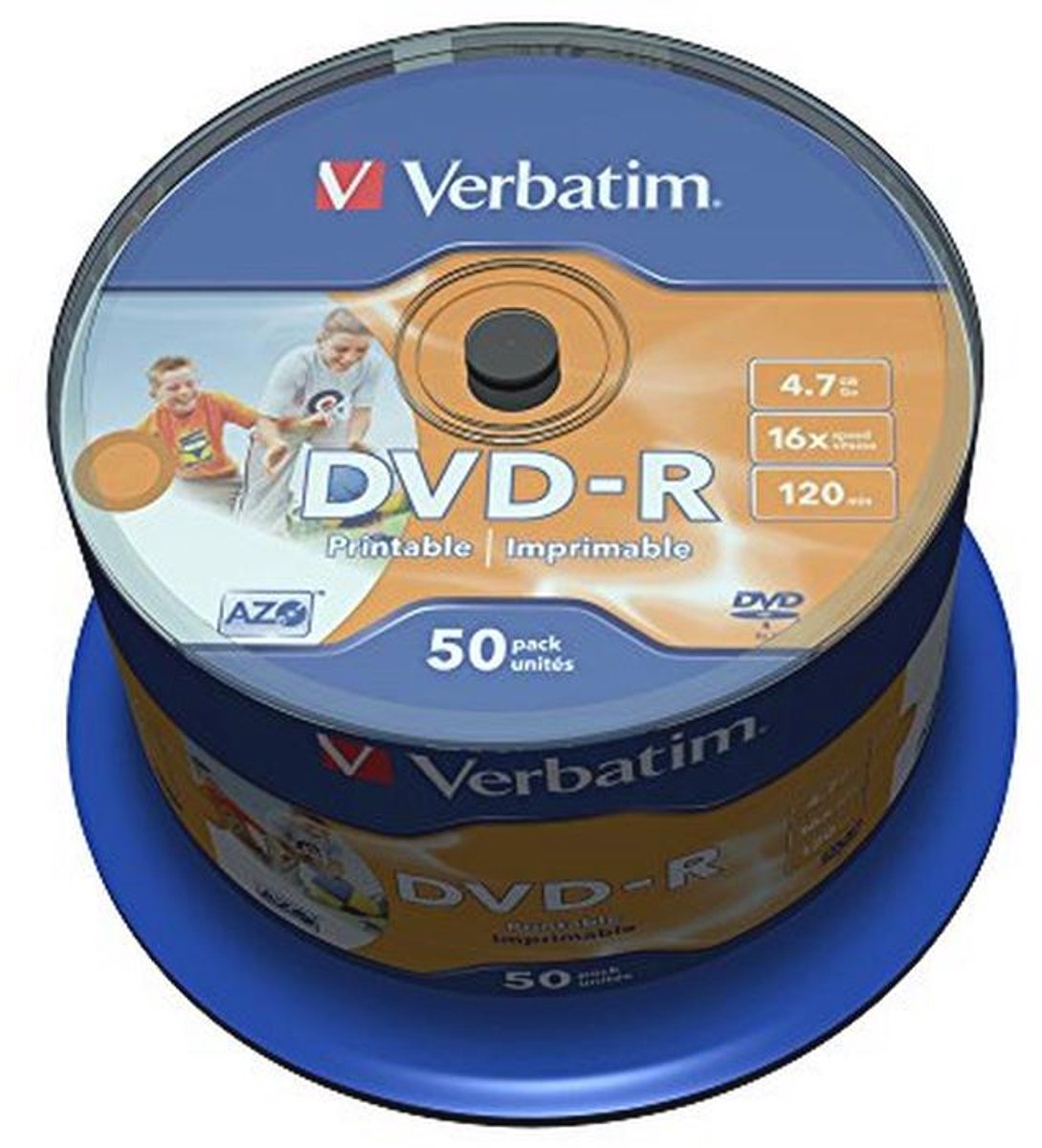 DVD-R 4,7 GB 16x - Bedrukbare Schijf - 50 Stuks Spindle