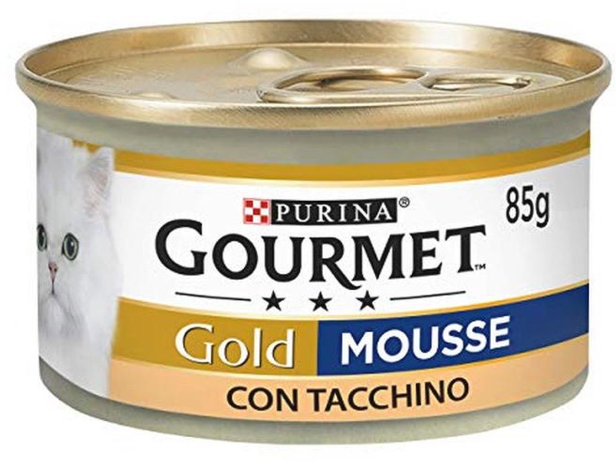 Purina Gourmet Gold Mousse natvoer voor katten met kalkoen, 24 blikjes à 85 g