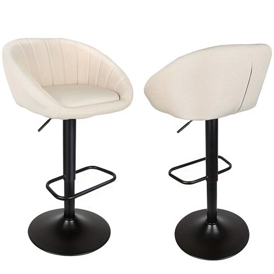 Ml-design Barkrukken Set Van 4 Beige 75cm Stoffen Barstoelen Met Rugleuning Voor Bar