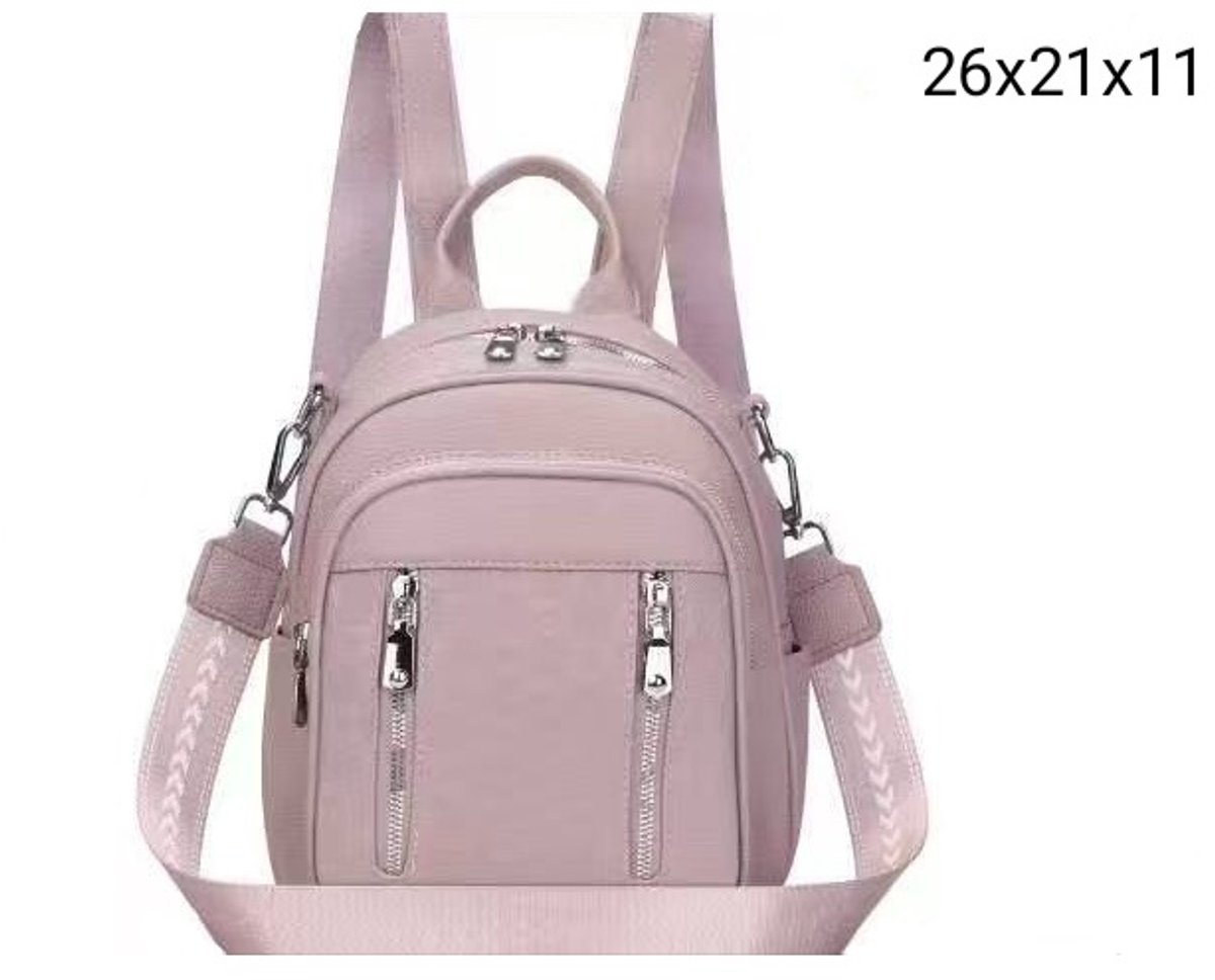 TK-S kleine Rugtas-Schoudertas-handtas, roze, sportief, 26 x 23 x 11cm - 6 Liter, ritssluitingen