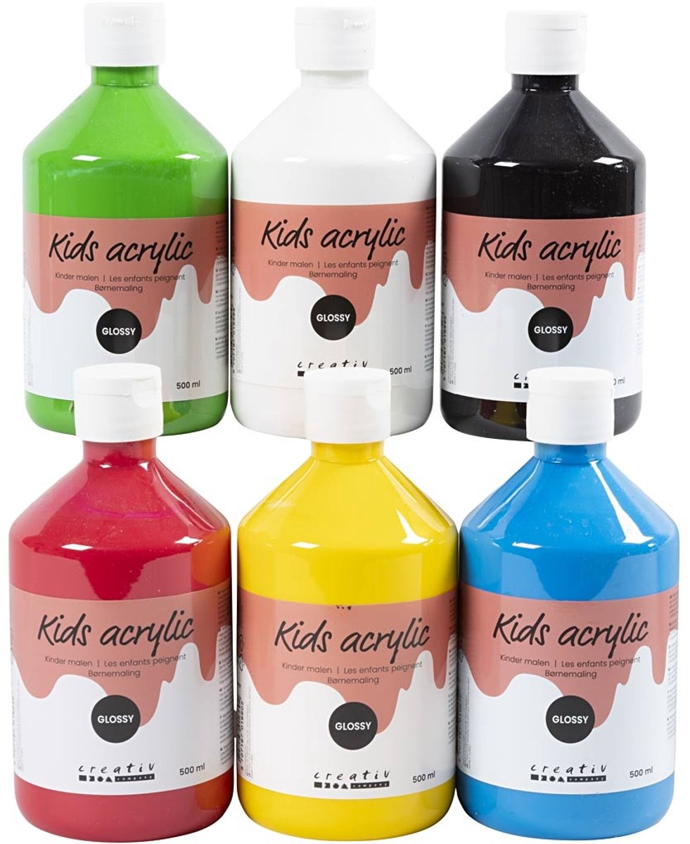 A-color Acrylverf - Colour School, primaire kleuren, 01 - glossy, 6x500 ml