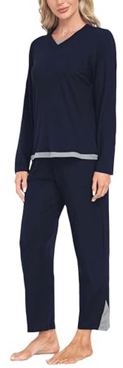 Damespyjama Set, Lange Pyjama, Winter Loungewear, Ademend en Zacht, Tweedelige Nachtkleding