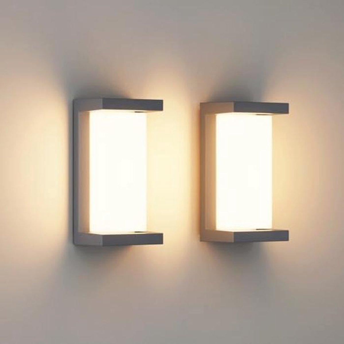 2 Stuks Led Buitenwandlampen met Bewegingsmelder - Warmwit 3000 K - Waterdicht IP65 - Aluminium Wandlampen voor Terras, Tuin en Balkon