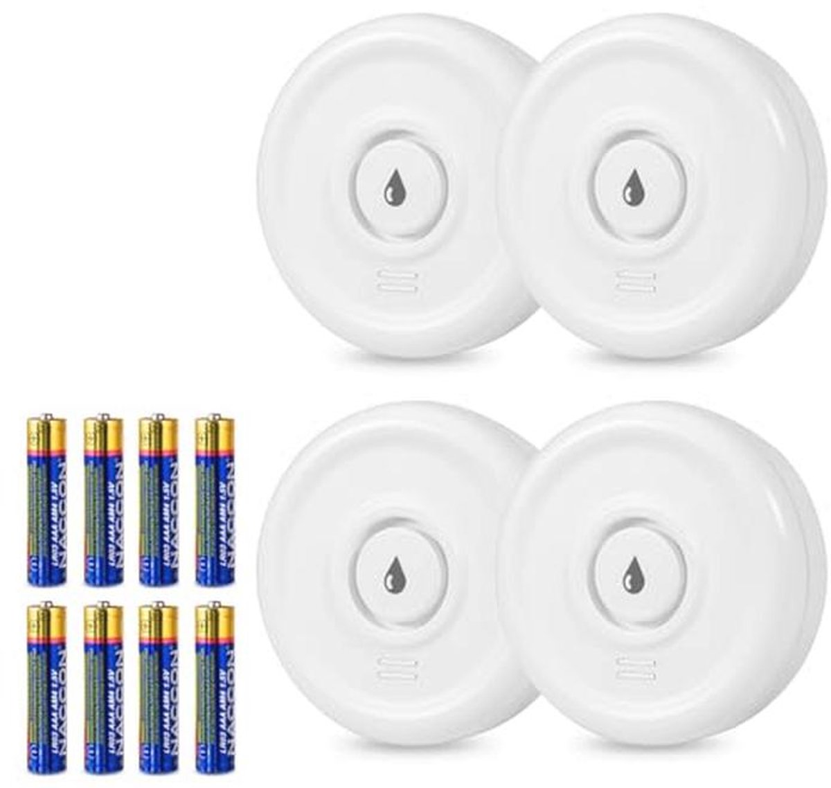 Watermelder met 100 dB Alarm - 4 Stuks Waterniveau Sensoren en Waterwaarschuwing voor Keuken, Badkamer en Kelder