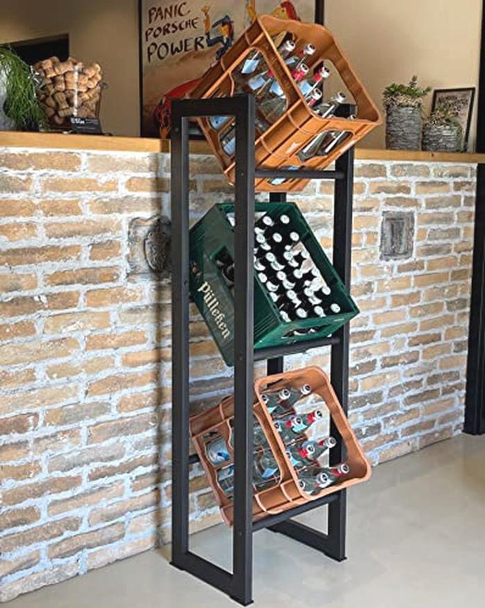 Beverage Crate Holder voor 3 Kratten - Staande Rack 39 x 30 x 140 cm