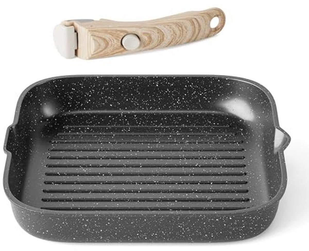 Inductie 28 cm Grillpan - Antiaanbak Steakpan - Zwart