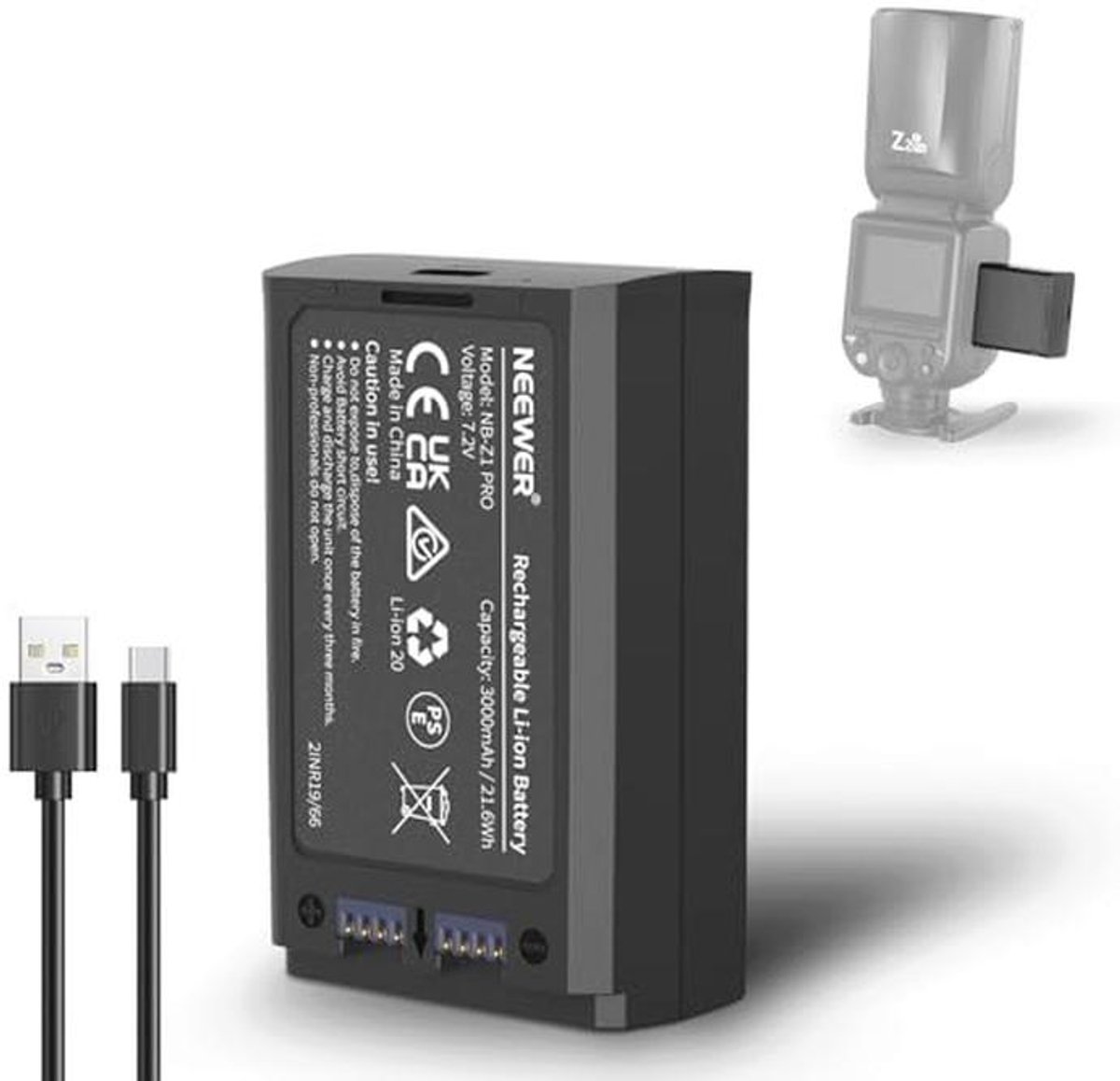 Reserve Lithium-Ion Accu voor Flitser 3000 mAh - Compatibel met Diverse Camera's