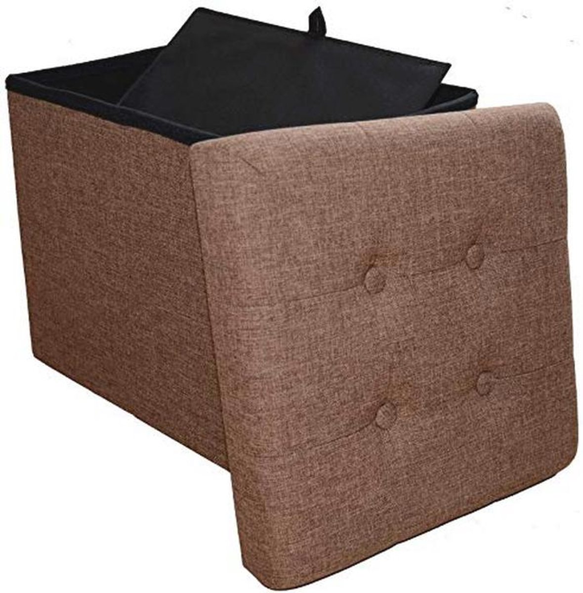 Opvouwbare Zitkubus met Opbergruimte en Voetenbank – Bruin – 38 x 38 x 38 cm