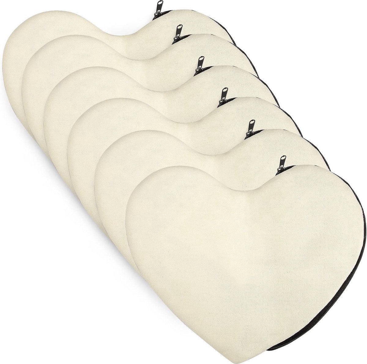 Stunq® Hartvormige stoffen tas om te beschilderen, 6 stuks DIY blanco cosmeticatasjes, reis-toilettas, pennenetui klein met ritssluiting, schooletui, mapje, documententas 25 x 20,5 cm, wit, aktetas