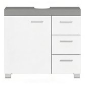 Onderkast voor wastafel zonder wasbak, badkamerkast 30×70×64 cm wit-grijs, met 3 grote lades + 2 vakken, verstelbare planken, stevig en duurzaam, gemakkelijk schoon te maken, multifunctioneel voor thuisbadkamer