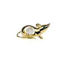 Gold Crystal Mouse – Luxe 24K Verguld Muis Beeldje met Swarovski-Kristal & Zuignap
