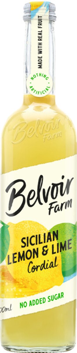Belvoir no added suger sicilian lemon & lime cordial (6x 500ml)