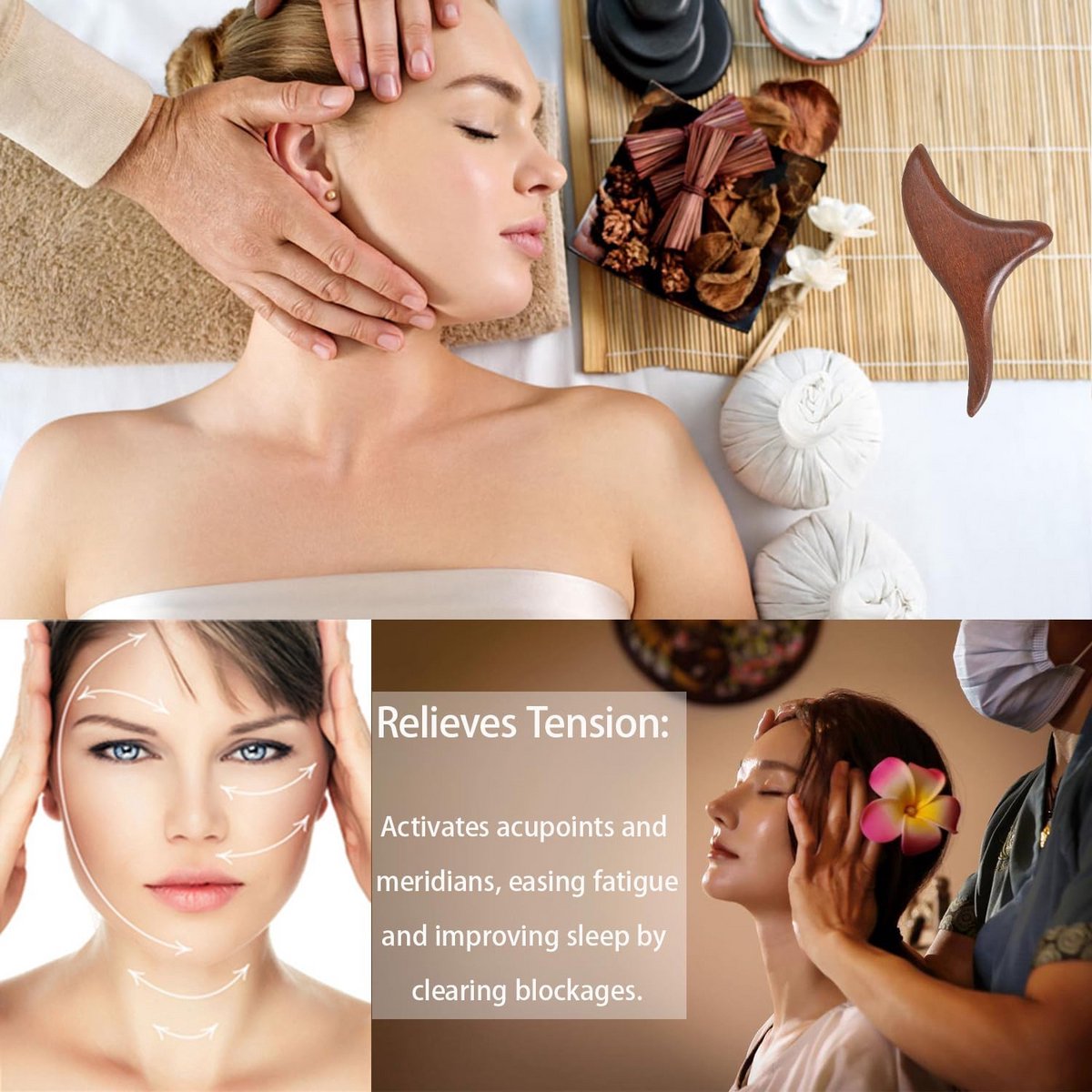 Houten Hoofdmassage Kam voor Ontspanning en Therapie Gezicht Nek Lichaam
