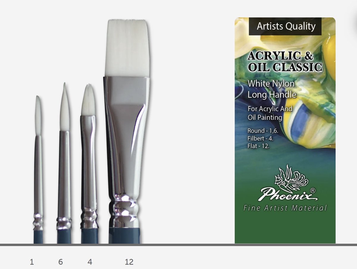 Phoenix - Penselenset - Acryl & Olieverfpenselen - Set van 4 - Nylon