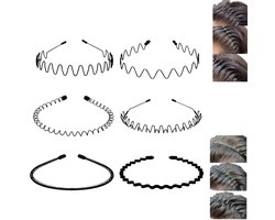 6 stuks - Haarband voor Mannen en Vrouwen - Diadeem - Haarband Sport - Zwart - Geschikt voor mannen en vrouwen - sport - yoga - dagelijks gebruik - golvende hoofdband