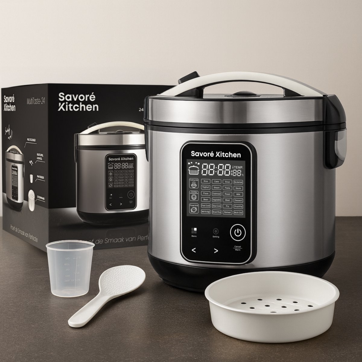 Savoré Kitchen MultiTaste Multicooker 5L met 24 kookfuncties - Multicookers - Rijstkoker - Stoomkoker - Touch Bediening – foto 7