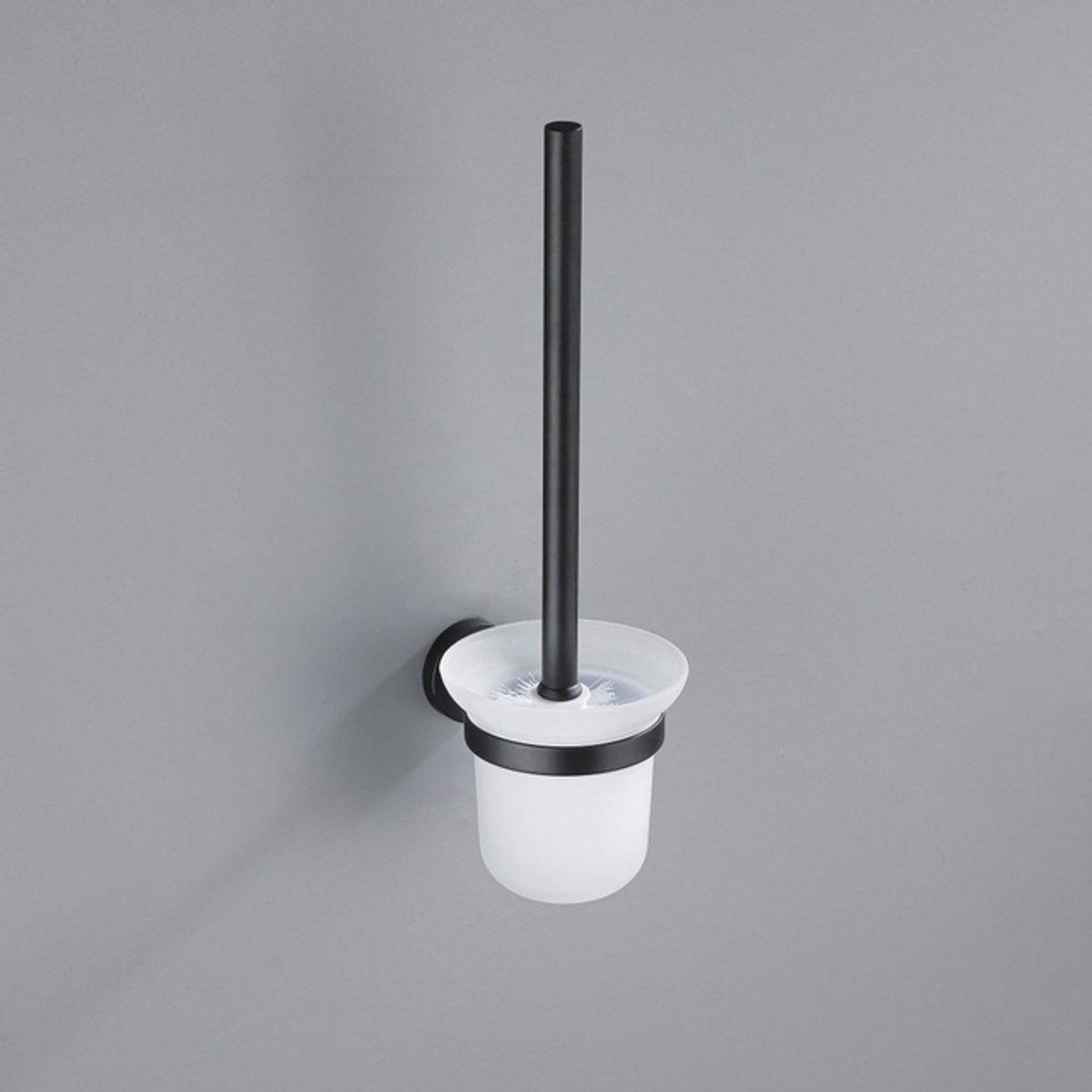 FugaFlow Eccelente Acces Toiletset 3-delig - toiletrolhouder zonder klep - toiletborstel - handdoekhaak dubbel rond - Mat Zwart