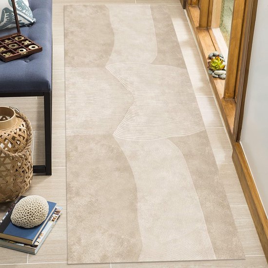 Beige Tapijt 300 X 50 Cm ANRO Tapijtloper, Keukenloper, Voor In De Gang, Loper, Keuken, Antislip, Aanpasbaar, Zacht, Velours, Beige, 120 X 50 Cm Tapijt Lopers Leen Bakker
