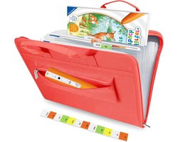 Aktetas voor kinderen - Geschikt voor Tiptoi boeken - Handig draagbaar handvat en ritssluiting - Rood - Opbergtas voor boeken en pennen - Kinderaccessoire - Educatief speelgoed.