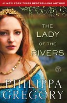 Boekomslag van The Lady of the Rivers, met een portret van een vrouw met rood haar, een gouden tiara en een blauwe jurk.