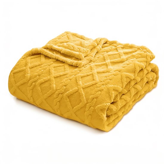Effen huidvriendelijke deken - Zachte, comfortabele en warme deken voor op de bank - Warme en comfortabele wollen deken - Dubbelzijdige, verdikte jacquard fleece deken - Deken met ruitpatroon - Geschikt voor banken, bedden en stoelen(70x100 cm)