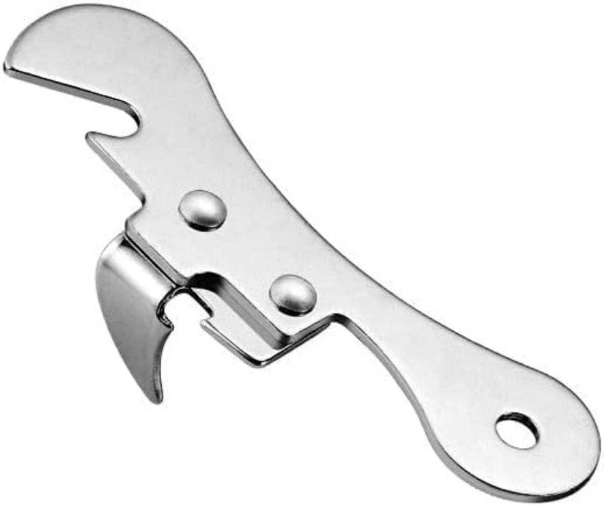 Daity Een zilveren handmatige blikopener van roestvrij staal - een multifunctioneel keukengereedschap - duurzaam en gemakkelijk te gebruiken - geschikt voor blikken - flessen - enz. (zilver)