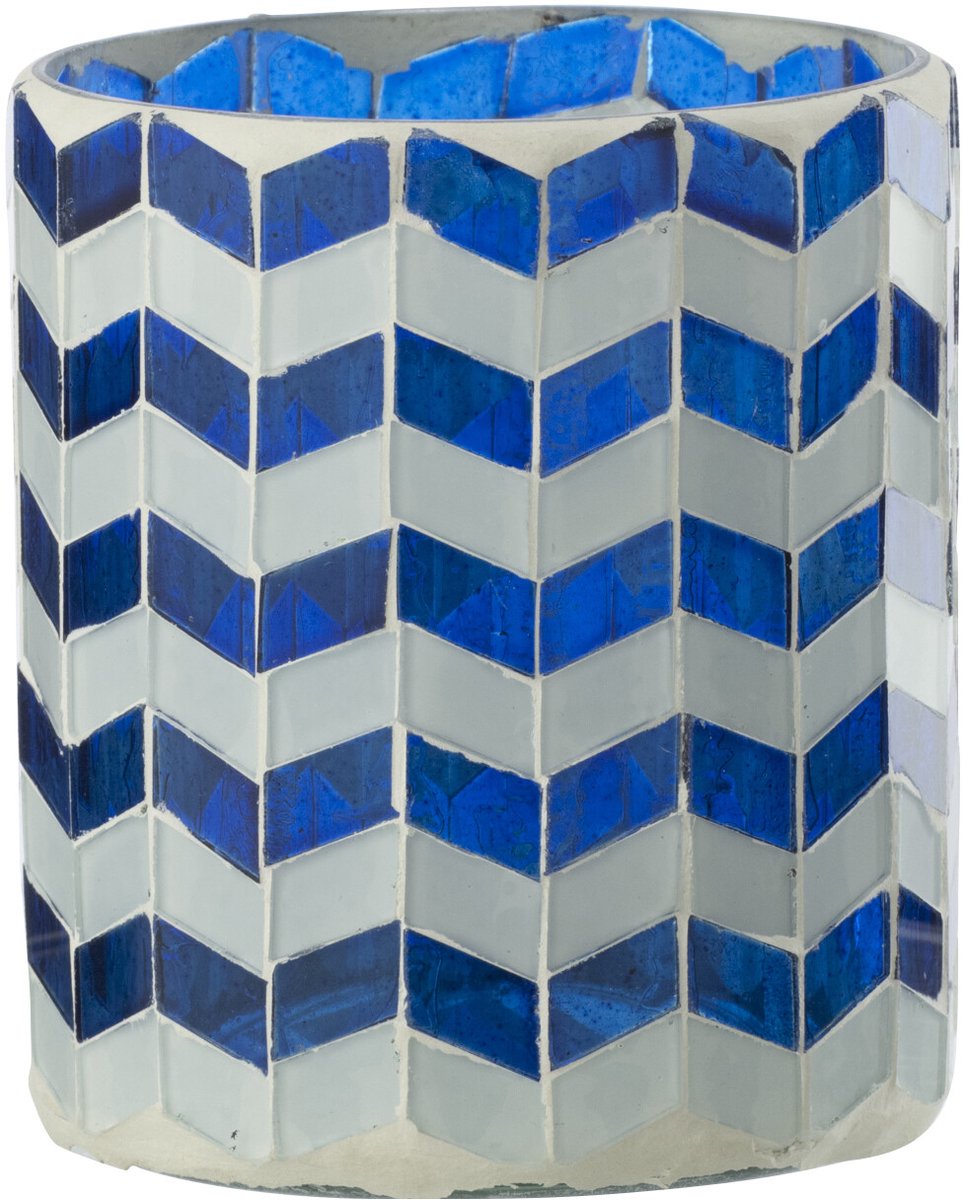 J-Line kaarshouder - glas - blauw/wit - medium