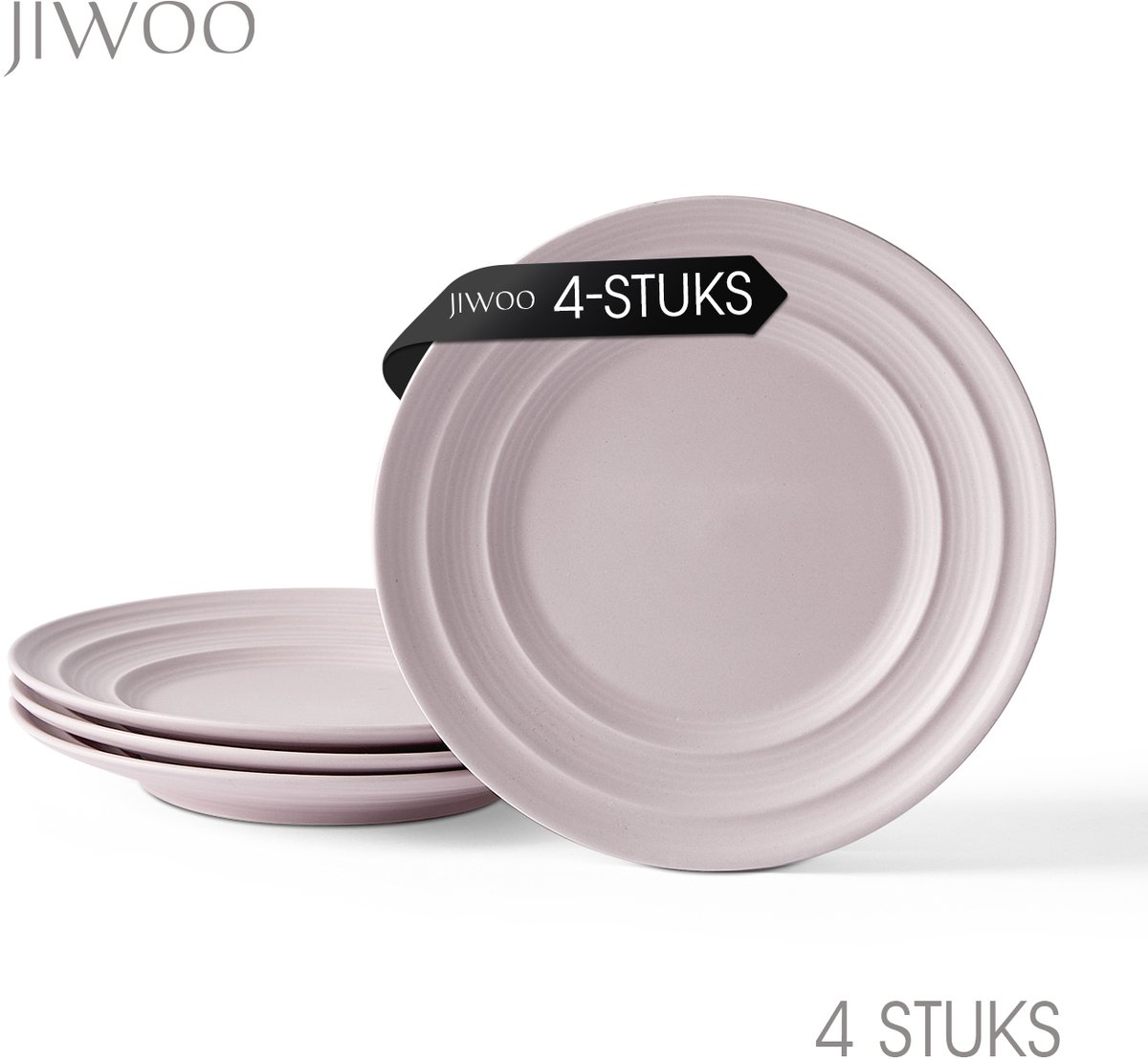Dinerborden set van 4 (Ø21,4cm / 8,5inch), Ontbijtborden, Pastaborden, Pizzaborden, serviesset 4 persoons, Geschikt voor restaurants, hotels, banketten, familiefeesten, en picknicks, Magnetron-vaatwasserbestendig, Keramiek