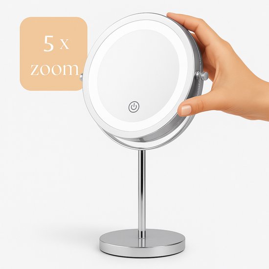 Miroir De Maquillage LED Rotatif 360° - 3 Lumières (Chaude/Neutre/Froide), Luminosité Réglable, 30/40/50 Cm