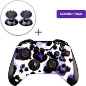 Luipaard Print Paars Combo Pack - Xbox One Controller Skins Stickers + Thumb Grips