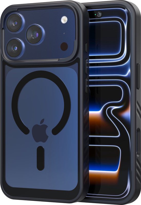 Reovo - Coque compatible avec iPhone 17 Pro Max - Zwart - Transparente - Compatible MagSafe - Antidérapante