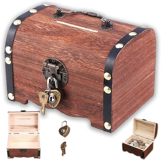 Vintage houten schatkist is handgemaakt door vakmensen van hoogwaardig hout, geurloos