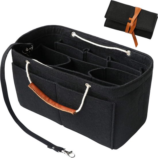 Portemonnee Organizer Insert, Tote bag Organizer insert, vilten tas organizer met 12 zakken, compatibel met draagtas, handtassen (Bruin, Medium