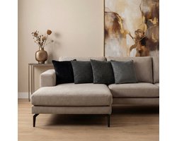 Dutch Decor - KUSSENSET - 4-delig Mixed Textures - 45x45 cm - inclusief binnenkussens - zwart, antraciet - Met Ritssluiting – Decoratie Kussens - Comfortabele kussentjes voor op de Bank