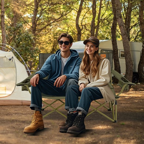 COSTWAY Campingstoel voor 2 personen, klapstoel met verstelbare armleuningen, bekerhouders en draagtas, 272 kg draagvermogen, campingbank, inklapbaar, vouwbank, visstoel voor camping, picknick, groen van Costway — afbeelding 4