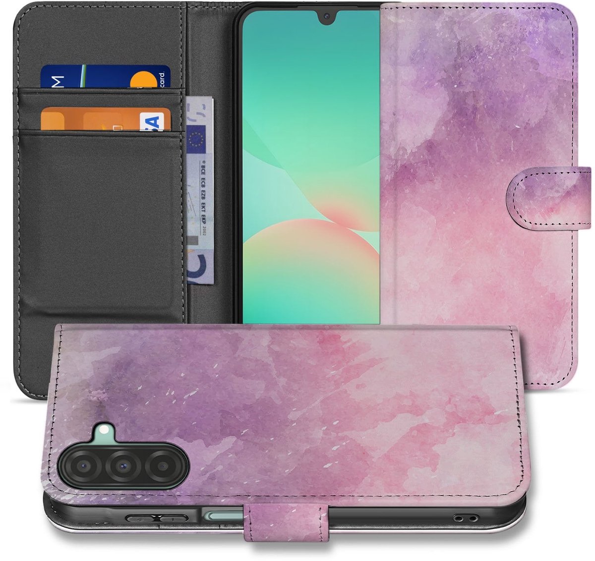 Samsung Galaxy A17 Bookcase Hoesje Roze Paars Paint TPU Bescherming
