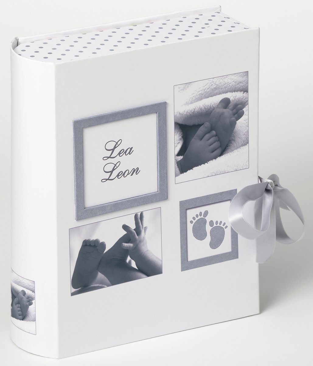 Walther Design FB-173 Little Foot - Baby Bewaarbox - Formaat 29 x 34 x 9 cm - Wit/Grijs