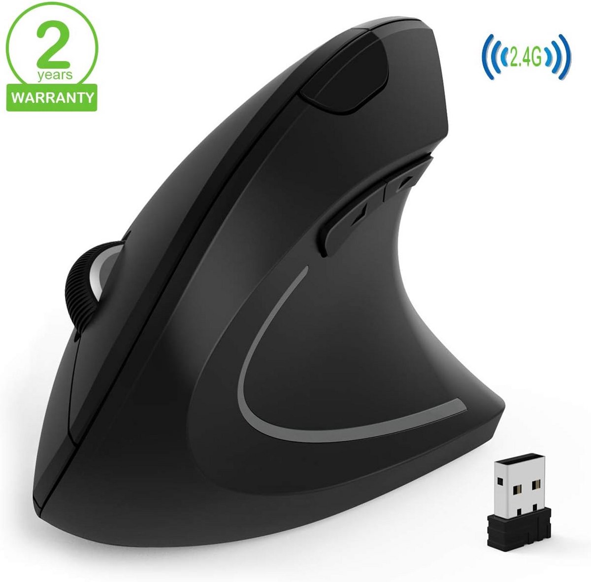 Ergonomische Verticale Muis Draadloos – USB Optische Laptop Muis met Instelbare DPI